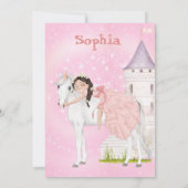 ユニコーンプリンセススターズエイジダークヘア誕生日 招待状 (裏面)