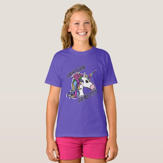 ユニコーンプリンセスデザイン – 女子の基本Tシャツ Tシャツ (正面フル)