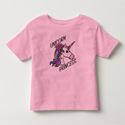ユニコーンプリンセスデザイン - 幼児用ファインジャージーTシャツ トドラーTシャツ (正面)