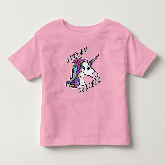 ユニコーンプリンセスデザイン - 幼児用ファインジャージーTシャツ トドラーTシャツ (正面)