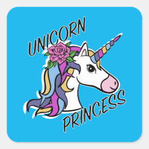 ユニコーンプリンセスデザイン- Square Stickers スクエアシール