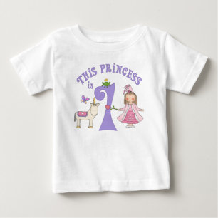 ユニコーンプリンセスファースト誕生日 ベビーTシャツ
