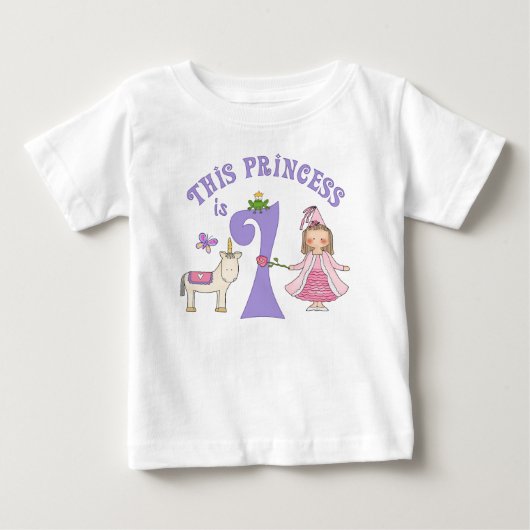 ユニコーンプリンセスファースト誕生日 ベビーTシャツ (正面)