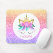 ユニコーンプリンセスレインボーグリッターパーソナライズされた名 マウスパッド (マウス)