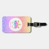 ユニコーンプリンセスレインボーグリッターパーソナライズされた名 ラゲッジタグ (正面横)