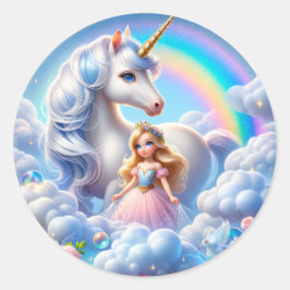 ユニコーンプリンセスレインボーステッカー、パステルフェアユタレ ラウンドシール