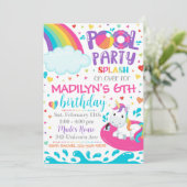 ユニコーンプールパーティの招待状 |プールパーティー招待状 招待状 (スタンド正面)