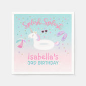 ユニコーンプールパーティーナプキン誕生日招待状ピンク スタンダードカクテルナプキン (正面)