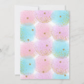 ユニコーンプールパーティーピンク金ゴールド誕生日招待状 招待状 (裏面)