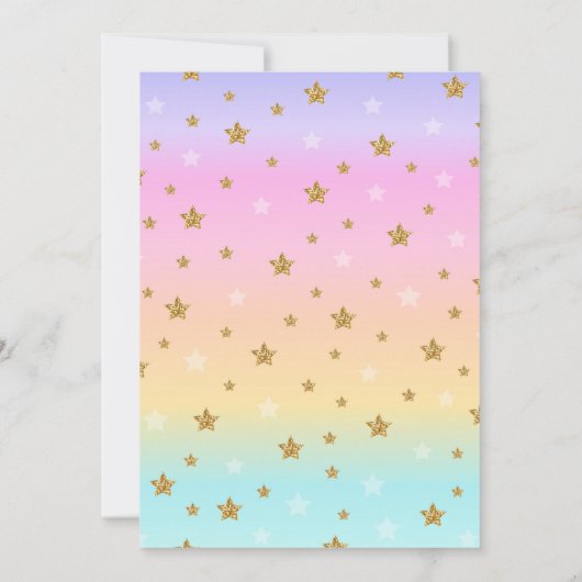 ユニコーンプールパーティー誕生日招待状ピンク&金ゴールド 招待状 (裏面)