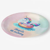 ユニコーンプールパーティー誕生日 ペーパープレート (アングル)