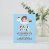 ユニコーンプールフロート子供の誕生日パーティー 招待状 (スタンド正面)