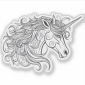 ユニコーンヘッドスケッチ小 シール (正面)