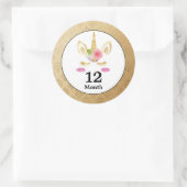 ユニコーンベイビー月間ステッカー ラウンドシール (バッグ)