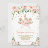ユニコーンベガーリービーシャワー赤面ピーチ金ゴールドフローラ 招待状 (正面)