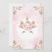 ユニコーンベガーリービーシャワー赤面ピーチ金ゴールドフローラ 招待状 (裏面)