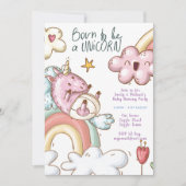 ユニコーンベビーの命名パーティー – 男の子のジェンダーを明かす 招待状 (正面)