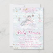ユニコーンベビーガールシャワー招待状 招待状 (正面)