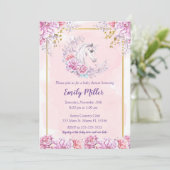 ユニコーンベビーシャワーの招待の水彩色 招待状 (スタンド正面)