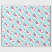 ユニコーンベビーシャワーティール（緑がかった色） ラッピングペーパー (フラット)