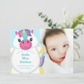 ユニコーンベビーシャワーティール（緑がかった色） 招待状 (スタンド正面)