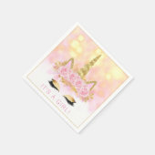 ユニコーンベビーシャワーナプキンズピンク金ゴールドユニコーン顔 スタンダードカクテルナプキン (角)