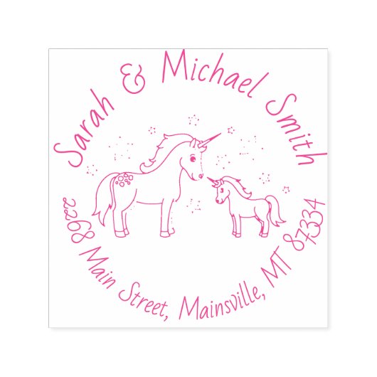 ユニコーンベビーシャワーパステルレインボー セルフインキングスタンプ (デザイン)