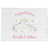 ユニコーンベビーシャワーレインボーパステル ラージペーパーバッグ (裏面)