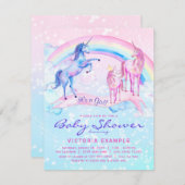 ユニコーンベビーシャワー招待状パステルユニコーン 招待状 (正面/裏面)