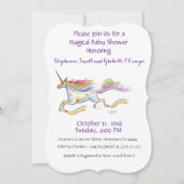 ユニコーンベビーシャワー招待状レインボーカスタムピンク 招待状 (正面)