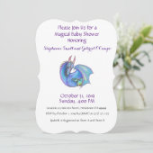 ユニコーンベビーシャワー招待状レインボーカスタムピンク 招待状 (スタンド正面)