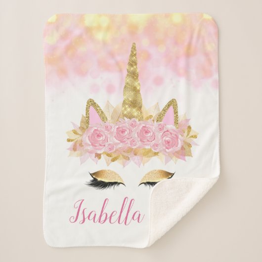ユニコーンベビー幼児毛布 シェルパブランケット (正面)