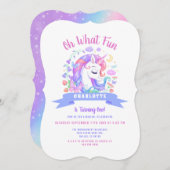 ユニコーンベビー1stバースデーマジカルレインボーパーティー 招待状 (正面/裏面)