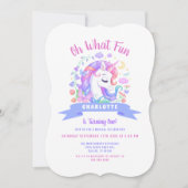 ユニコーンベビー1stバースデーマジカルレインボーパーティー 招待状 (正面)