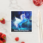 ユニコーンペガサスファンタジーインムーンライト誕生日 スタンダードカクテルナプキン (インサイチュ)