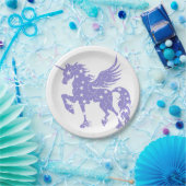 ユニコーンペガサス-背景色の選択 ペーパープレート (パーティー)