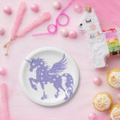 ユニコーンペガサス-背景色の選択 ペーパープレート (パーティー)