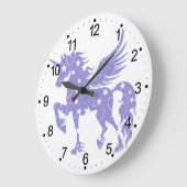 ユニコーンペガサス-背景色の選択 ラージ壁時計 (傾斜)