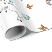 ユニコーンペガソスおよび蝶包装紙 ラッピングペーパー (ロールコーナー)