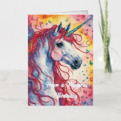ユニコーンペガソスマジカル誕生日 箔グリーティングカード (正面)