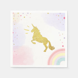 ユニコーンペーパーナプキンピンク金ゴールドマジカル誕生日 スタンダードカクテルナプキン