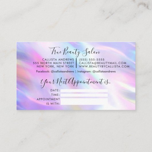 ユニコーンホログラフィックグリッタードリップアポイントメント 名刺 (裏面)