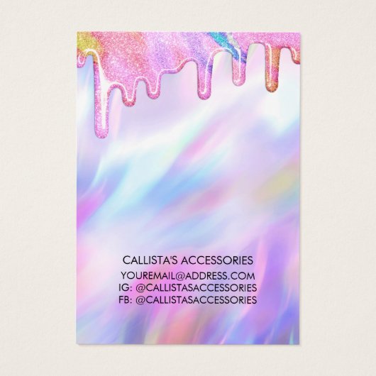 ユニコーンホログラフィックグリッタードリップスネックレスディスプレイ (裏面)