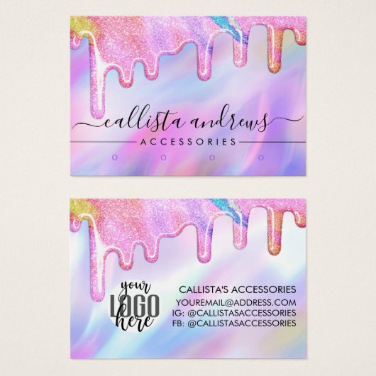 ユニコーンホログラフィックグリッタードリップスローイヤリングロゴ (正面&裏面)