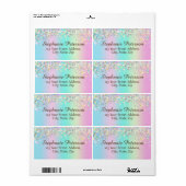 ユニコーンホログラフィックグリッター配送先住所 ラベル (フルシート)