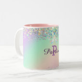 ユニコーンホログラフィックグリッター ツートーンマグカップ (正面左)