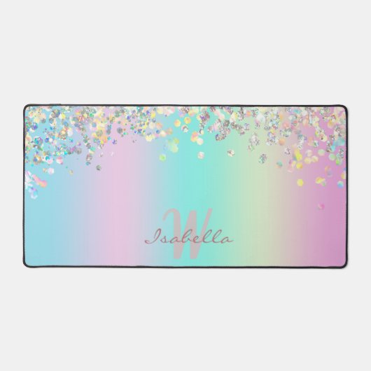 ユニコーンホログラフィックグリッター デスクマット (正面)