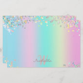 ユニコーンホログラフィックグリッター 便箋 (正面/裏面)