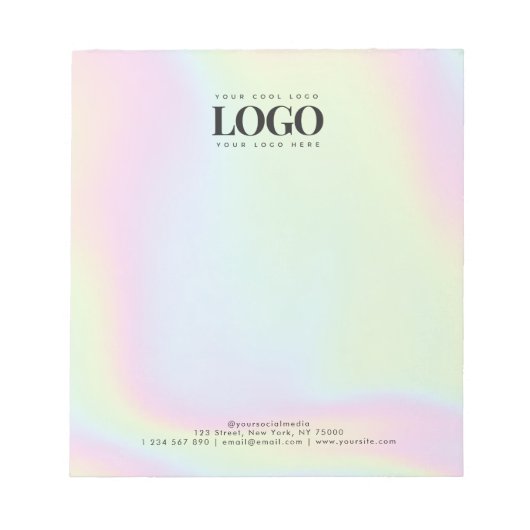ユニコーンホログラフィックパステルカスタムあなたのロゴはこちら ノートパッド (正面)