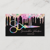 ユニコーンホログラフィックヘアスタイリスト美容師QRコード 名刺 (正面)